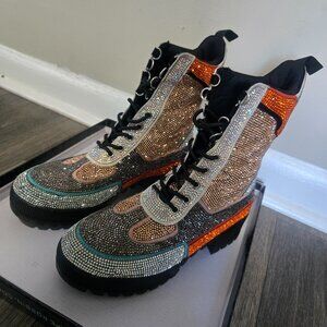 Glitter Combat Ankle Boots